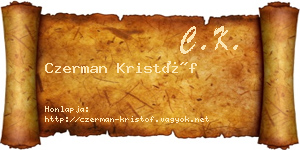 Czerman Kristóf névjegykártya